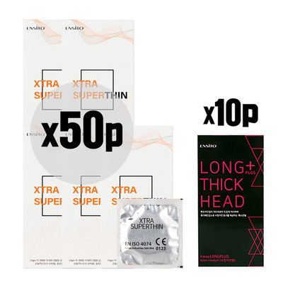 ♥대용량 50p + 10p♥ [엔시토] 엑스트라 슈퍼씬 (극초박) + 롱플러스 딕헤드 (사정지연)